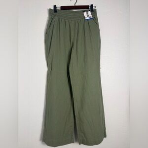 Briggs Women Linen Blend PullOn Pants Large Olive Green Relaxed Casual Pants